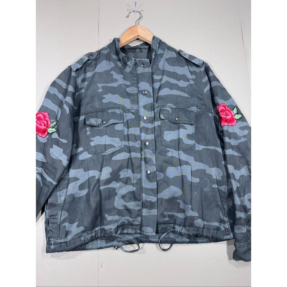 Rails Collins Camo Rose Military Jacket, which features a grey camouflage patter
